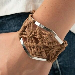 Handmade Crochet Bracelet with Silver Accents